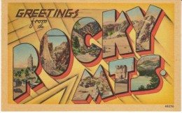 Large Letter Greetings From The Rocky Mountains, C1940s Vintage Postcard - Rocky Mountains