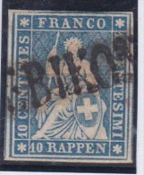 Heimat LU EBIKON 186 + Langstempel Auf Strubel Zu#23G Blau 10Rp. - Usati