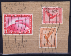 Deutsche Reich Mi Nr 455 + 379 + 381 On Fragment - Poste Aérienne & Zeppelin