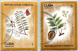 N° Yvert & Tellier 1861-1862 - Timbres De Cuba (1975) - U (Oblitérés Avec Gomme) - Reboisement Des Forêts (DA) - Oblitérés