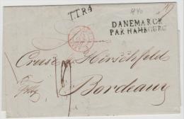 DKV007 /  DÄNEMARK  - Copenhaven 1840 Mit Transitstempel Par Hambourg Nach Bordeaux - ...-1851 Préphilatélie