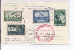 CP 1er Salon International De L'aéronautique Affr.mixte BELG/France 31 Mai 1937 - Brieven En Documenten