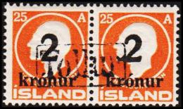 1926. Surcharge. Jon Sigurdsson. 2x 2 Kr. On 25 Aur Orange Only 50.000 Issued. TOLLUR. (Michel: 119) - JF191380 - Unused Stamps