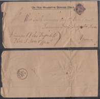 India 1888  QV  1A  Deoli Force  Service Cover Deoli To Ajmere  # 88457  Inde  Indien - 1858-79 Kolonie Van De Kroon