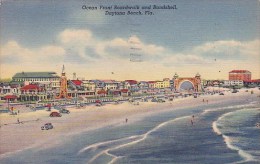 Florida Daytona Beach Ocean Front Boadwalk And Bandshell 1938 - Daytona