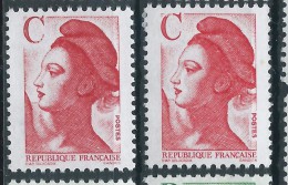 [13] Variétés : N° 2616 Liberté De Gandon Rouge-orange Au Lieu De Rouge + Normal ** - Unused Stamps