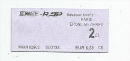 G-I-E , Titre De Transport , SNCF RATP , Paris Epone Mezières , 2 Cl - Europe