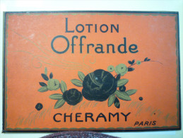 Très Joli  CARTON  PUB  LOTION  OFFRANDE  " CHERAMY "  Paris  (Format  30 X 20 Cm)    - Other & Unclassified