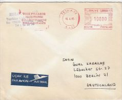 35641- AMOUNT 10000, TESVIKIYE, ADVERTISING, RED MACHINE STAMPS ON COVER, 1985, TURKEY - Covers & Documents