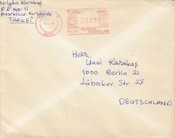 35658- AMOUNT 5000, PINARHISAR, RED MACHINE STAMPS ON COVER, 1986, TURKEY - Covers & Documents