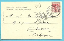Kaart Met Duitse Zegel Met Treinstempel (ambulant) BASEL-LUXEMBOURG / BAHNPOST / ZUG 1 Naar Anvers - Autres & Non Classés