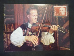Carte Postale Sedesdal / Man In Natiional Costume Drom Sedestdal Playing The Harding Fiddle - Covers & Documents