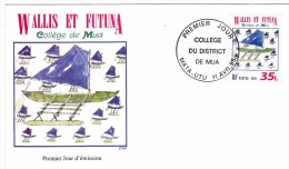 WALLIS Et FUTUNA 1995 @ Enveloppe Premier Jour FDC Collège De MUA - Bateau à Voile Dessin - FDC