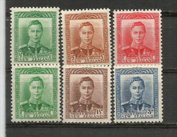 Série Complète George VI.  Yv.237/39a., Année 1938.   6 Timbres Neufs ** Sans Charnière - Nuevos