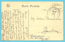 Kaart Met Stempel MALINES Op 18/08/1914 (Offensief W.O.I) Naar Ganshoren, Geschreven "Ontvangen Op 20/2/1915) !! - Not Occupied Zone