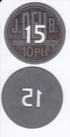 MONEDA LOCAL DE J.DEU.B. - MERCADO CENTRAL DEL BORNE DE 10 PESETAS CON TALADRO DE 15 PESETAS (COIN) RARA -  Monedas De Necesidad