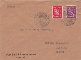 LETTRE FINLANDE 1939. HELSINKI- LYON FRANCE  /CLASSEUR FINLANDE 4 - Covers & Documents