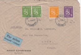 LETTRE FINLANDE COVER FINLANDE 1946. PAR AVION. HELSINKI - LYON FRANCE  /CLASSEUR FINLANDE 10 - Lettres & Documents