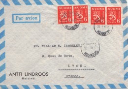 LETTRE FINLANDE COVER FINLAND 1949. PAR AVION. HELSINKI - LYON FRANCE  /CLASSEUR FINLANDE 16 - Storia Postale