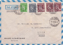 LETTRE FINLANDE COVER FINLAND 1952. PAR AVION. HELSINKI - LYON FRANCE  /CLASSEUR FINLANDE 21 - Lettres & Documents