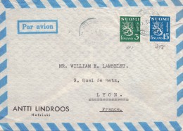 LETTRE FINLANDE COVER FINLAND 1948. PAR AVION. HELSINKI - LYON FRANCE  /CLASSEUR FINLANDE 22 - Storia Postale