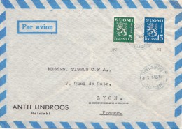 LETTRE FINLANDE COVER FINLAND 1949. PAR AVION. HELSINKI - LYON FRANCE  /CLASSEUR FINLANDE 24 - Lettres & Documents