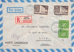 LETTRE FINLANDE COVER FINLAND 1949. RECOMMANDEE PAR AVION. HELSINKI - LYON FRANCE  /CLASSEUR FINLANDE 27 - Storia Postale