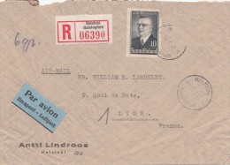 LETTRE FINLANDE COVER FINLAND 1947. RECOMMANDEE PAR AVION. HELSINKI - LYON FRANCE  /CLASSEUR FINLANDE 30 - Covers & Documents