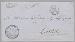 Heimat TI Cavigliano 1862-08-20 Strahlenstempel BOM Nach Locarno Hülle - Usati