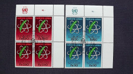 UNO-Genf 70/1 Eckrandviererblock ´B´, Oo/ESST, 20 Jahre Internationale Atomenergie-Organisation (IAEA) - Gebraucht