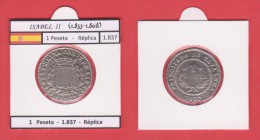 ISABEL II (1.833-1.868) 1 PESETA 1.837 BARCELONA SC/UNC Réplica   SC/UNC  Réplica  DL-11.572 - Essais & Refrappes