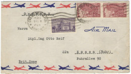 INDIA - 1949 - Airmail - 2 X Bhuwane Svara + Gol Gumbad Bijapur - Viaggiata Da Calcutta Per Essen, British Zone, Germany - Luchtpost