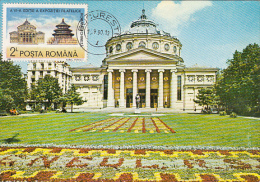 BUCHAREST ROMANIAN ATHENEUM, CM, MAXICARD, CARTES MAXIMUM, 1990, ROMANIA - Maximum Cards & Covers
