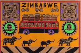ZIMBABWE Africa Journey, Illustrateur Gilles Bond, Format 16x11 Cm, Sur Papier Recyclable, Elephants ,autocar - Simbabwe