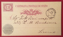 PONTEDERA  ANNULLO DOPPIO CERCHIO  SU INTERO POSTALE - 1878 - Postwaardestukken