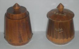 POT A TABAC - 2 POTS A TABACS EN BOIS TOURNE - ANNEES 1930-1950 - TABATIERE - 3 SCANS - Other & Unclassified