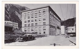Juneau Alaska, Capitol Building, Taxi Street Scene, C1950s Real Photo Postcard - Juneau