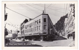 Juneau Alaska, Front & Franklin Street Scene, Business District, Auto, Drug Store Sign, C1940s/50s Real Photo Postca - Juneau