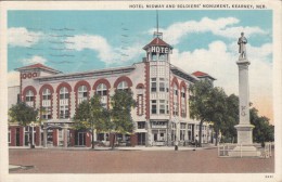 USA, Hotel Midway And Soldiers' Monument, Kearney, 1936 Used Postcard [16542] - Kearney