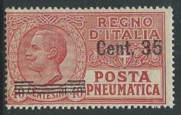 1927 REGNO POSTA PNEUMATICA SOPRASTAMPATO 35 SU 40 CENT MNH ** - M2 - Rohrpost