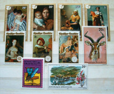 Rwanda 1974 - 1975 Gazelle Antelope Paintings Book Owl Women Year Rubens Vermeer - Used Stamps