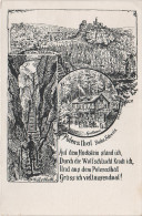 Litho Stich AK Hockstein Wolfschlucht Gasthof Polenztal Bei Hohnstein Rathewalde Rathen Heeselicht Waltersdorf Ehrenberg - Hohnstein (Saechs. Schweiz)