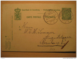 LUXEMBOURG Echternach 1912 To Bernbourg Cancel Postal Stationery Luxemburgo - Sonstige & Ohne Zuordnung