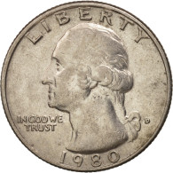 États-Unis, Washington Quarter, 1980, Denver, TTB+, KM:A164a - 1932-1998: Washington