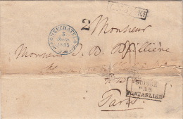 Lettre Suisse CaD Bleu Neuchâtel >> LN.5 Kr. Suisse Par Pontarlier 1835 - ...-1845 Voorlopers