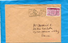 Marcophilie-lettre-ANDORRE->Françe-cad-+flamme  Hiver été  -1986-stamps N°322 - Brieven En Documenten