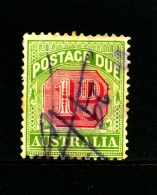 AUSTRALIA - 1910  POSTAGE DUES  1d VICTORIAN DESIGN DIE II  WMK LARGE CROWN PERF 12x12 1/2  USED PEN CANCEL SG D64a - Impuestos
