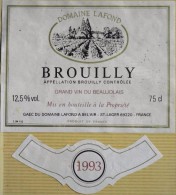 ETIQUETTE De VIN BEAUJOLAIS BROUILLY " Domaine LAFOND " - Décollée Bon état  - - Beaujolais