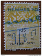 15 C Amarillo Yellow Leon Escudo Fiscal Revenue Viñeta Poster Stamp Label Cinderella Holland Netherlands - Steuermarken