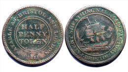Half Penny Token 1811. Payable At Bristol And London. Cuivre - Andere & Zonder Classificatie